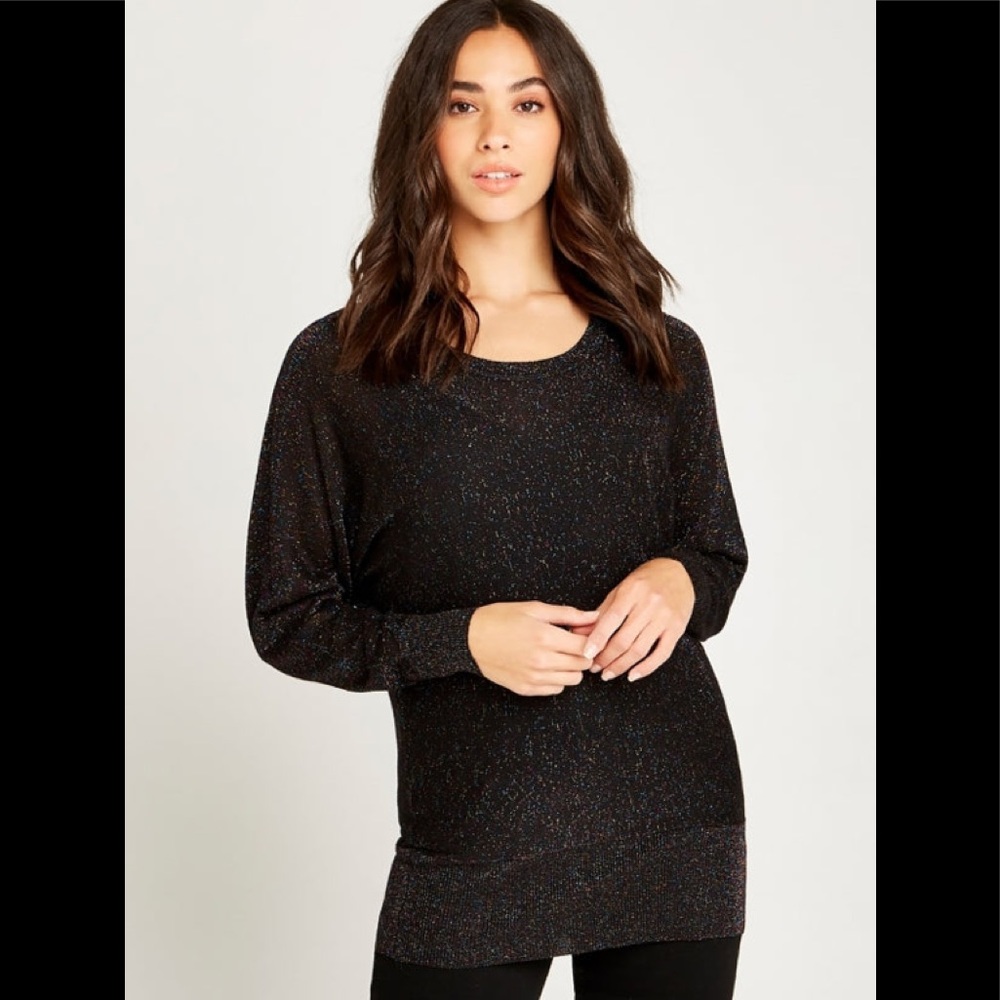 Multi sparkle batwing top